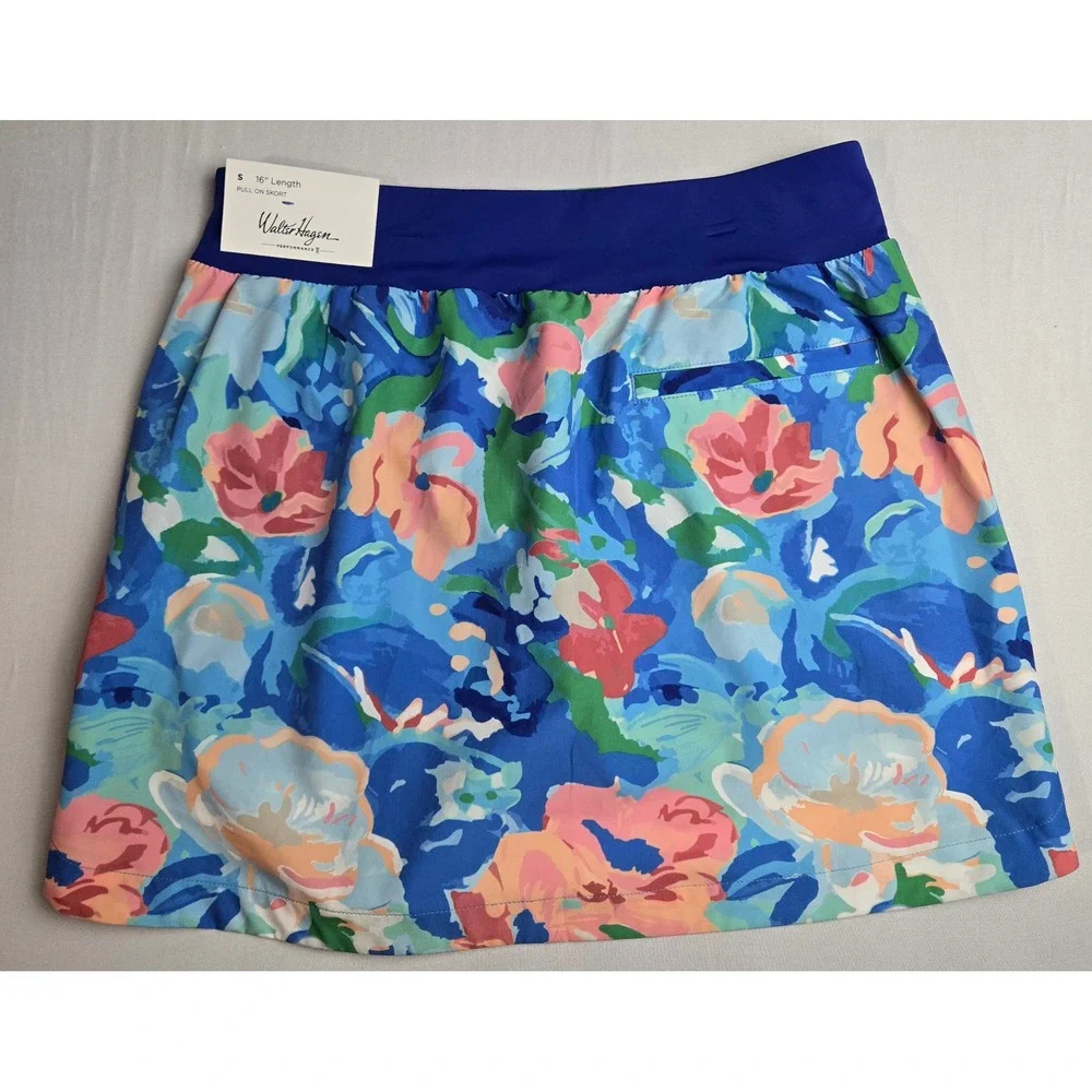 Walter Hagen Performance 11 Blue Floral Pull On Skort 16 Inch Small NWT
